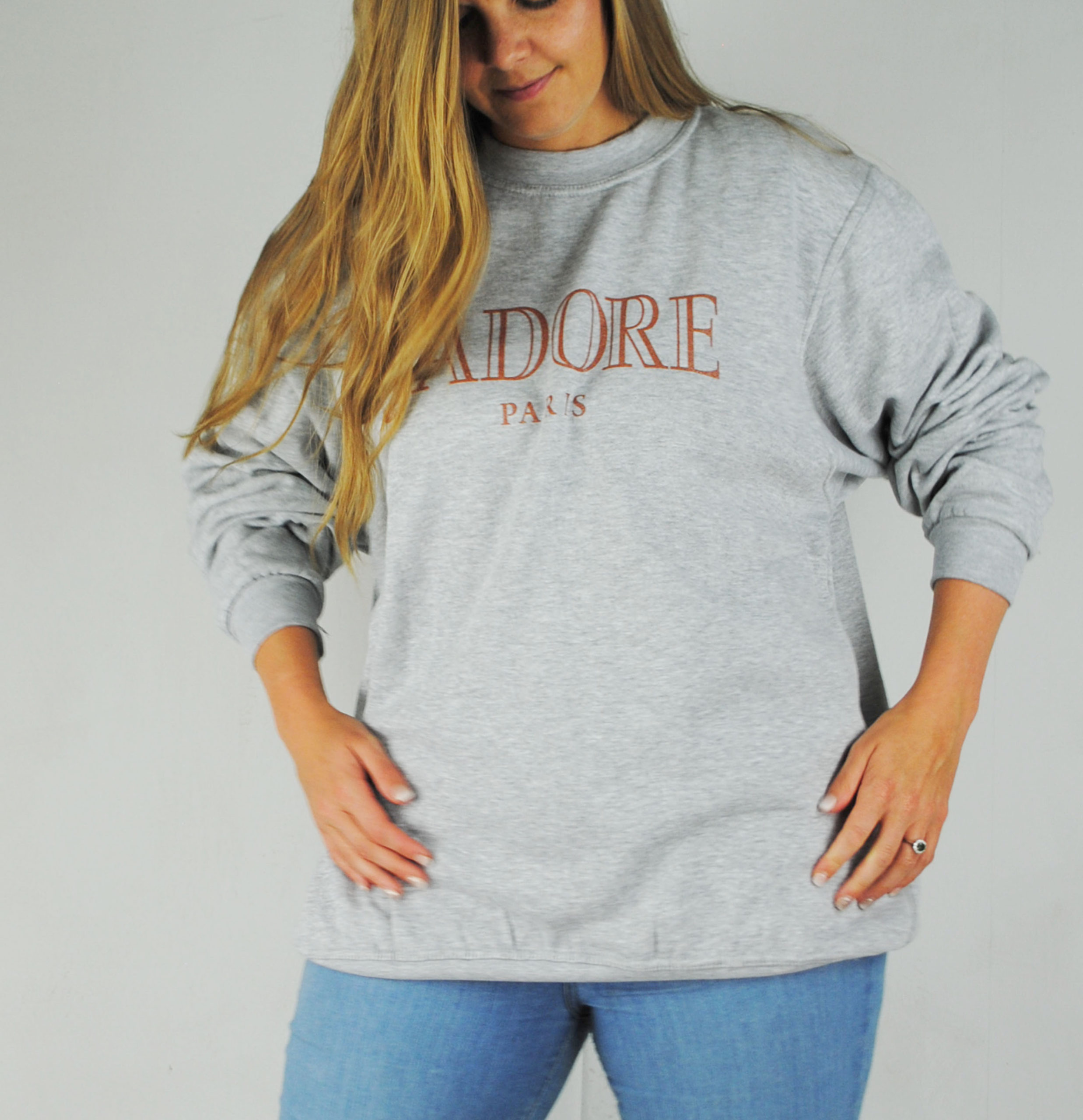 New Women J'Adore Slogan Print Sweatshirt Ladies Oversized Sweater